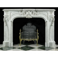 Indoor carved cultured marble fireplace surround